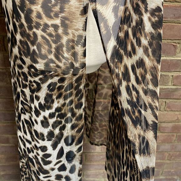 Cha Cha Vente Cheetah Short Sleeve Sheer Tunic Top Size Large NEW - Picture 5 of 9